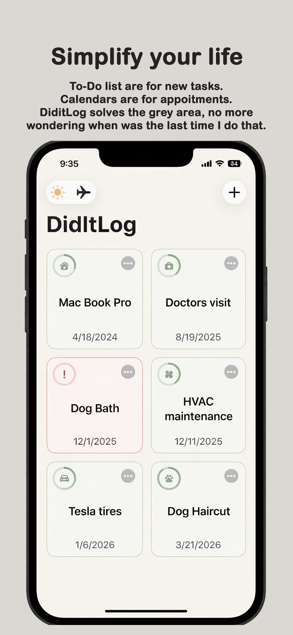 DidItLog app preview